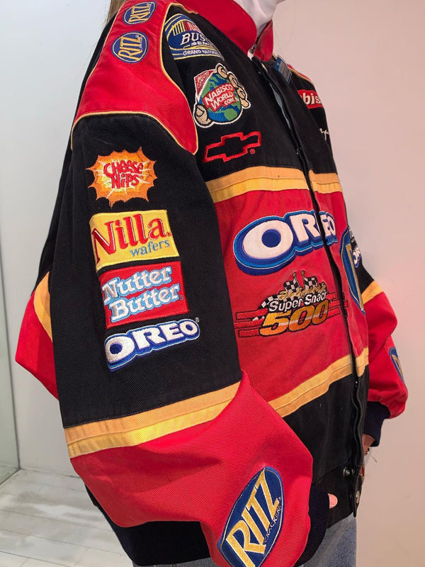 Band Collar Patchwork Button Jacket -- YKIIY CLOTHING