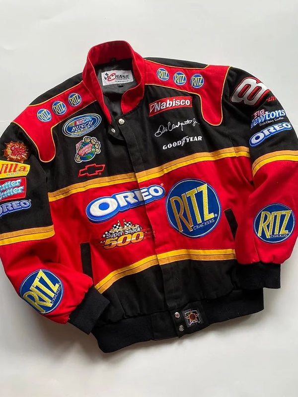 Band Collar Patchwork Button Jacket -- YKIIY CLOTHING