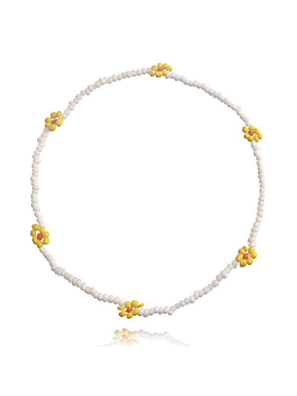 Creative Beaded Woven Flower Necklace -- YKIIY CLOTHING