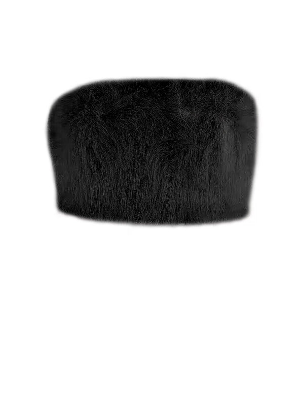 Faux Fur Strapless Backless Tube Top -- YKIIY CLOTHING