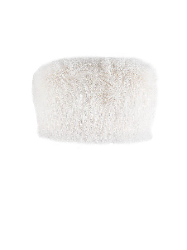 Faux Fur Strapless Backless Tube Top -- YKIIY CLOTHING