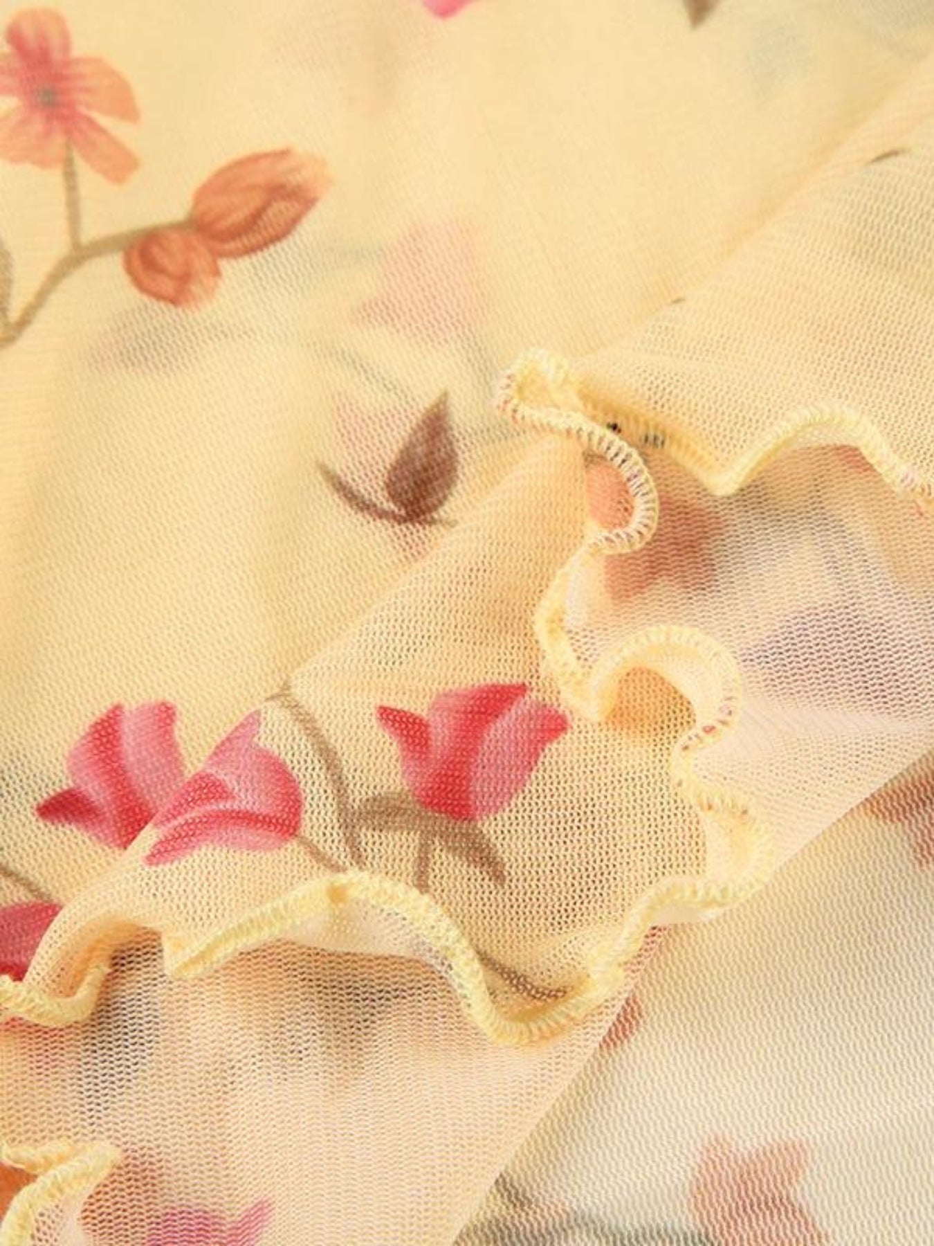 Floral Open Back Mesh Top -- YKIIY CLOTHING