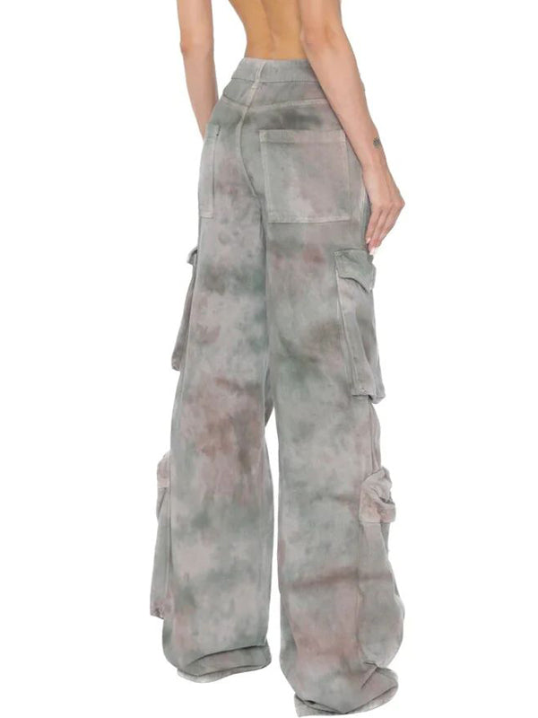 Gradient Zipper Flap Pocket Cargo Jeans -- YKIIY CLOTHING