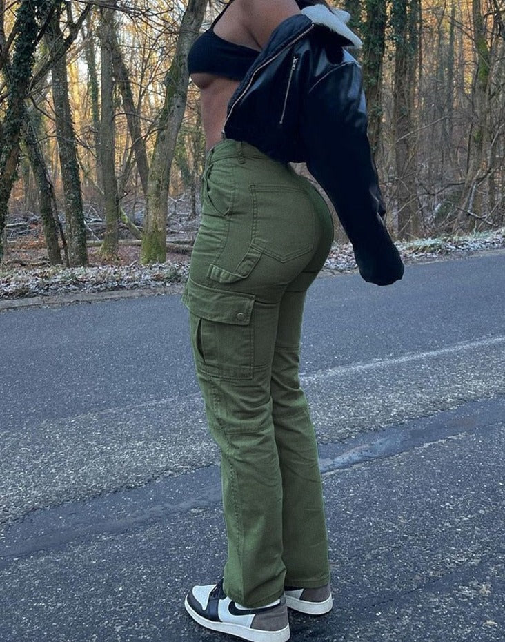 High Waist Y2K Cargo Jeans -- YKIIY CLOTHING
