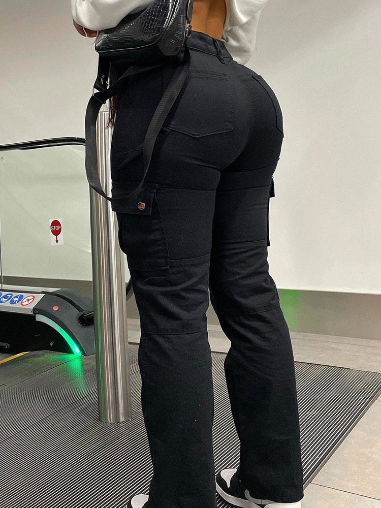 High Waist Y2K Cargo Jeans -- YKIIY CLOTHING