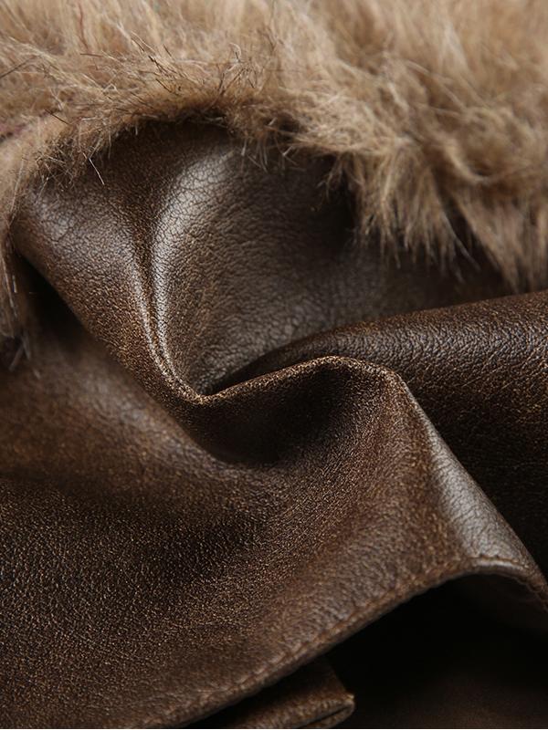 Low-rise Zippered Leather Paneled Fur Skirt -- YKIIY CLOTHING