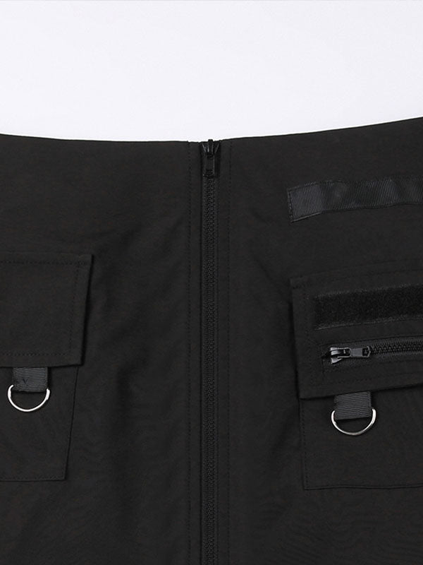 Patch Pocket Zipper Black Bodycon Mini Skirt -- YKIIY CLOTHING