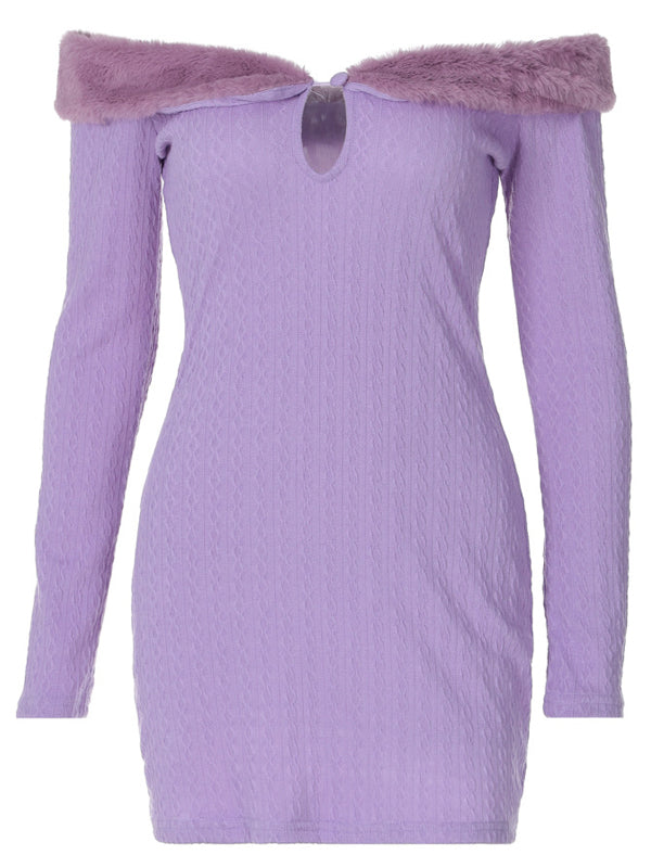 Plain Off Shoulder Bodycon Mini Dress -- YKIIY CLOTHING