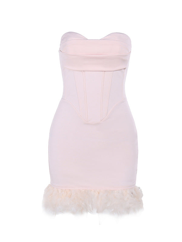 Plain Strapless Push Up Mini Dress -- YKIIY CLOTHING
