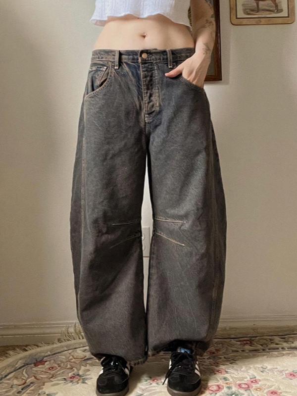 Ripped Banana Jeans Blue Casual Trendy Loose Jeans -- YKIIY CLOTHING