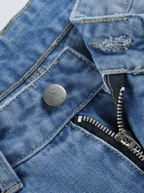 Ripped Banana Jeans Blue Casual Trendy Loose Jeans -- YKIIY CLOTHING