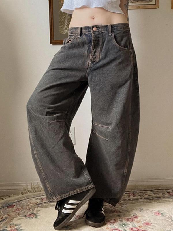 Ripped Banana Jeans Blue Casual Trendy Loose Jeans -- YKIIY CLOTHING