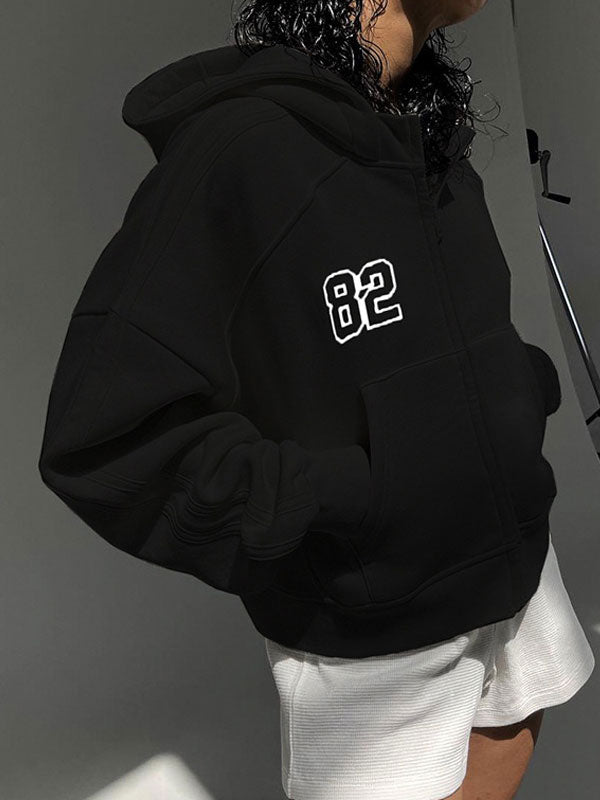 Solid Numbers Kangaroo Pocket Hoodies -- YKIIY CLOTHING