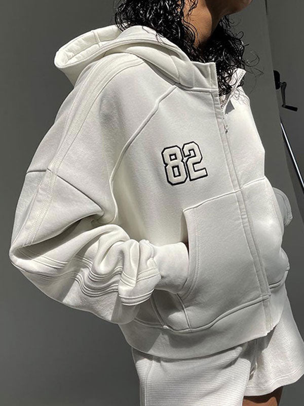 Solid Numbers Kangaroo Pocket Hoodies -- YKIIY CLOTHING