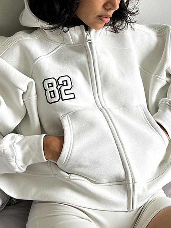 Solid Numbers Kangaroo Pocket Hoodies -- YKIIY CLOTHING