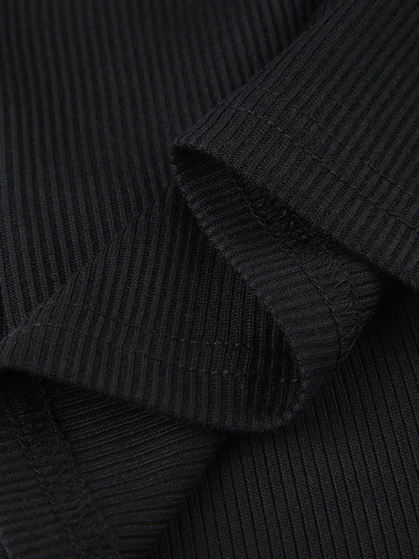 Solid U Collar Slim Long Sleeve T-Shirt -- YKIIY CLOTHING