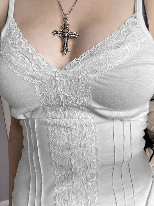 Spaghetti Strap Decorative Lace Camis -- YKIIY CLOTHING