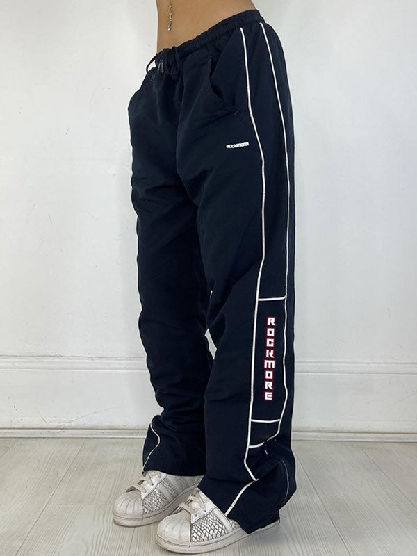 Sporty Letters Elastic Waist Pants -- YKIIY CLOTHING