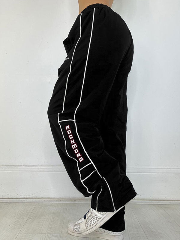 Sporty Letters Elastic Waist Pants -- YKIIY CLOTHING