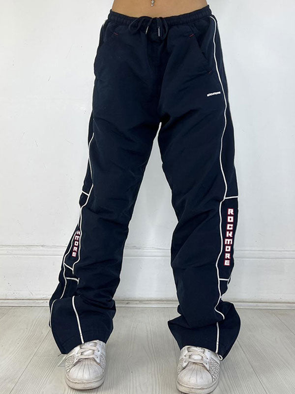 Sporty Letters Elastic Waist Pants -- YKIIY CLOTHING