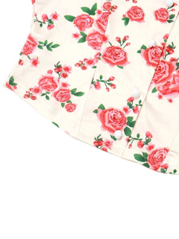 Square Neck Floral Printed Tops -- YKIIY CLOTHING