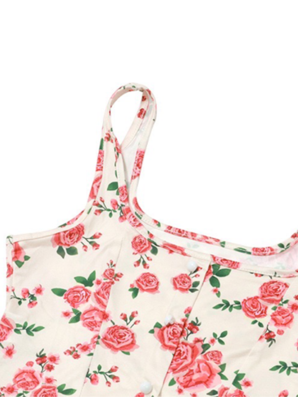 Square Neck Floral Printed Tops -- YKIIY CLOTHING