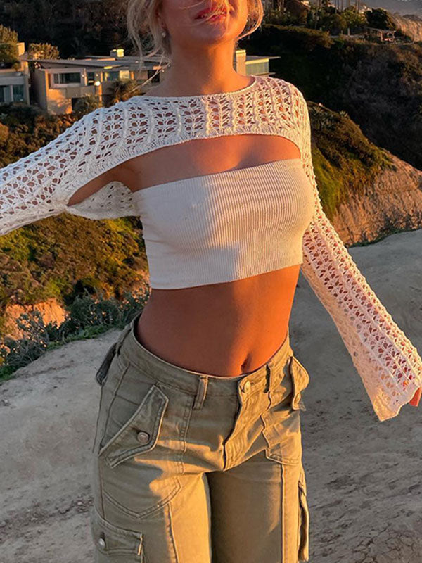 Street Fashion Crochet Bolero Knit Top -- YKIIY CLOTHING