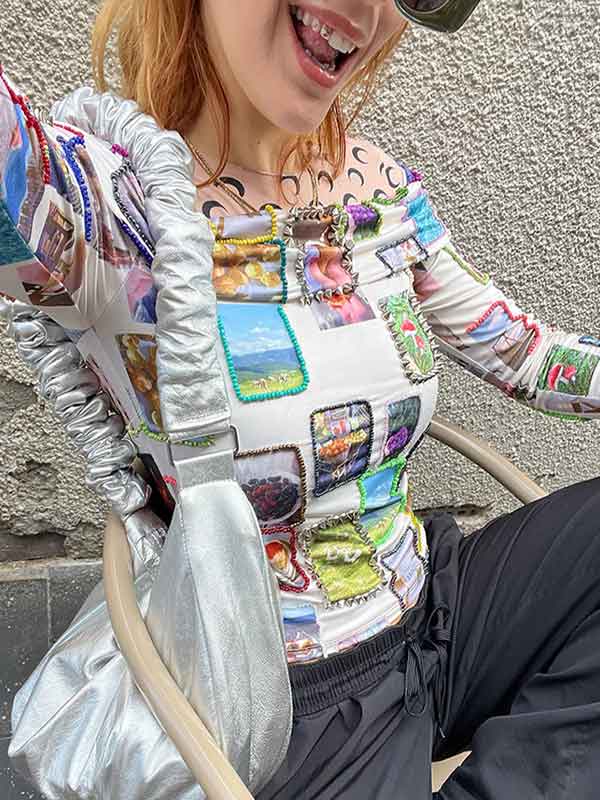 Stylish Printed Off Shoulder T-Shirt -- YKIIY CLOTHING