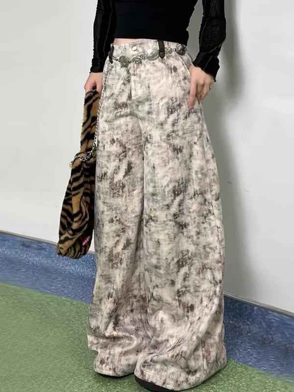 Tie Dye Zipper Wide Leg Pants -- YKIIY CLOTHING
