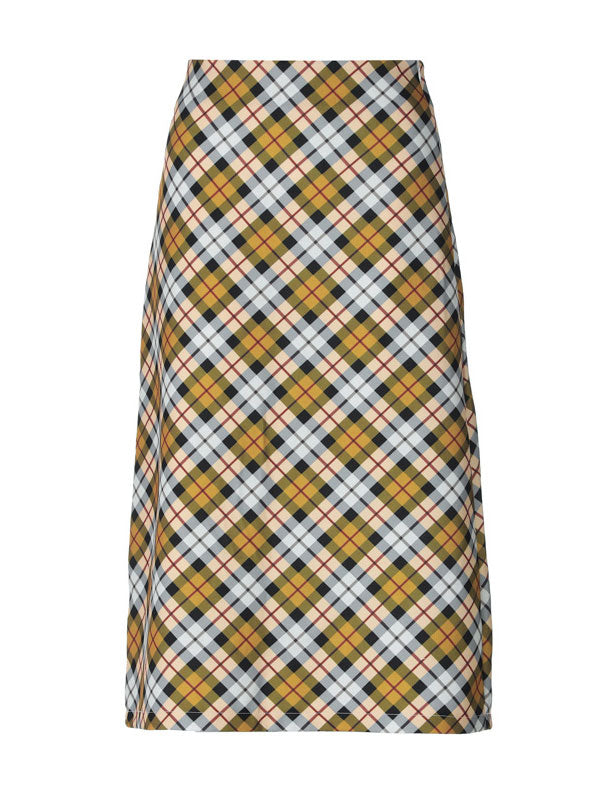 Vintage Gingham Zipper Midi Skirt -- YKIIY CLOTHING