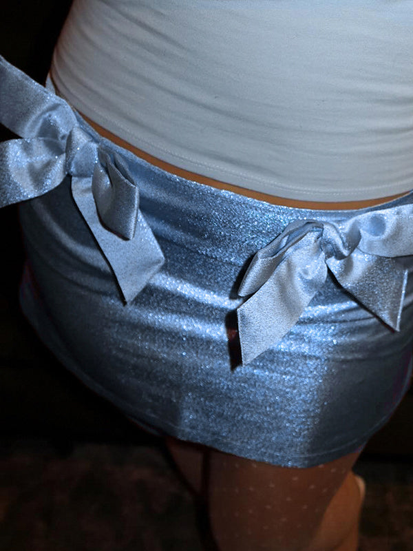 Vintage Plain Zipper Bow Skirt -- YKIIY CLOTHING
