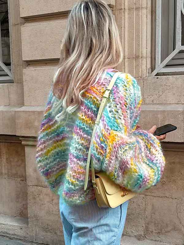 Warm Colorful Rainbow Cardigan -- YKIIY CLOTHING