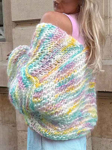 Warm Colorful Rainbow Cardigan -- YKIIY CLOTHING