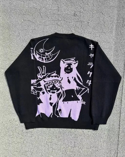 Y2K Anime Knitted Sweater -- YKIIY CLOTHING