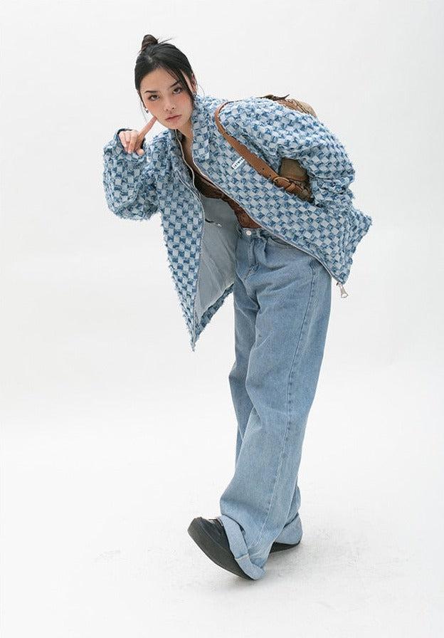 Y2K Checkered Zip Up Jacket -- YKIIY CLOTHING