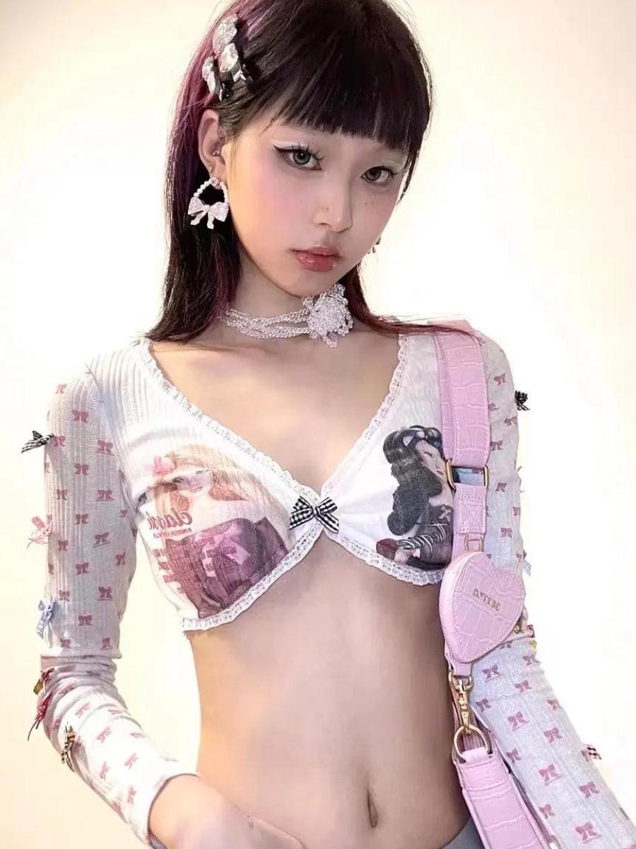 Y2K Coquette Barbie Crop Top -- YKIIY CLOTHING