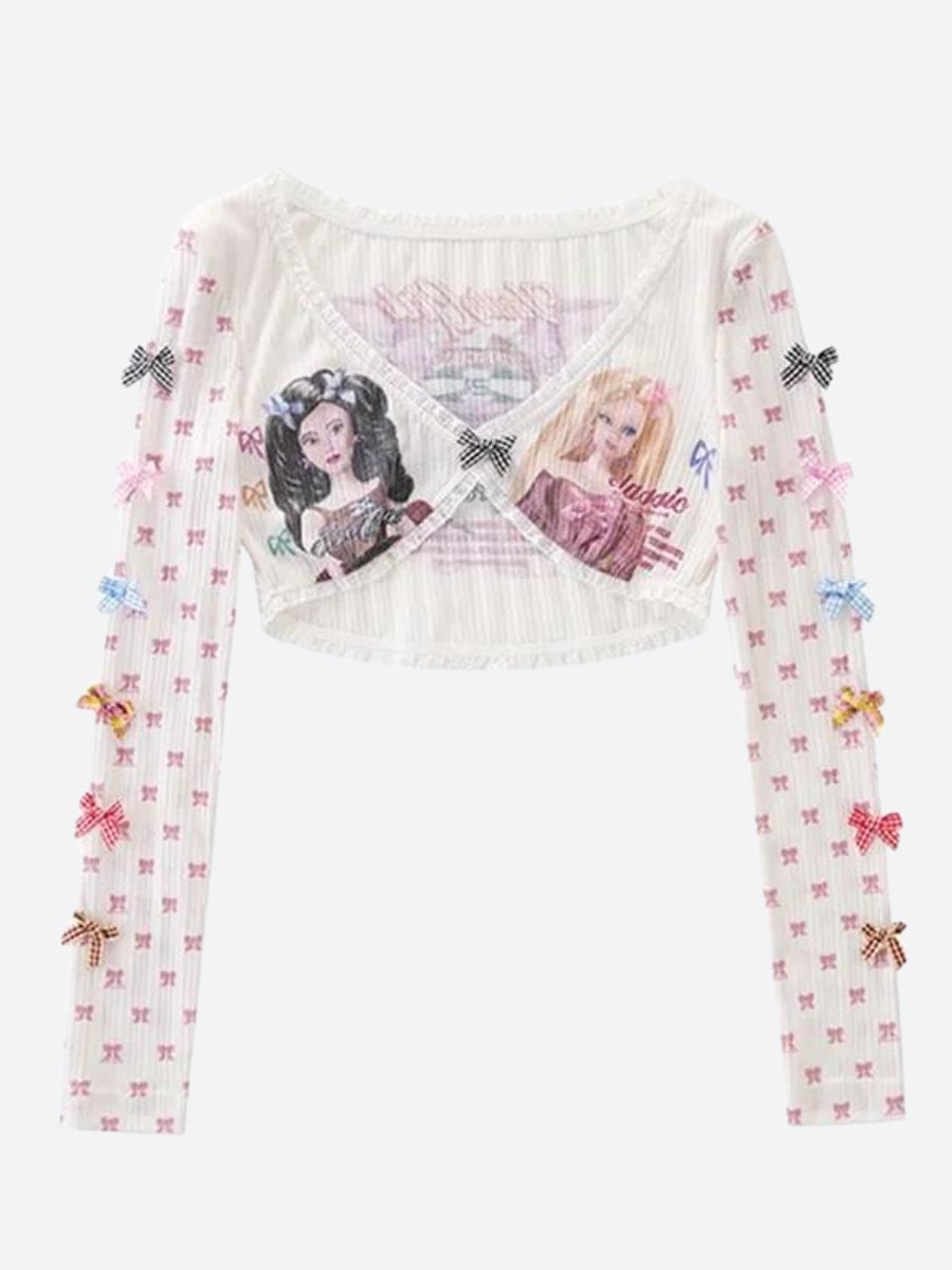 Y2K Coquette Barbie Crop Top -- YKIIY CLOTHING