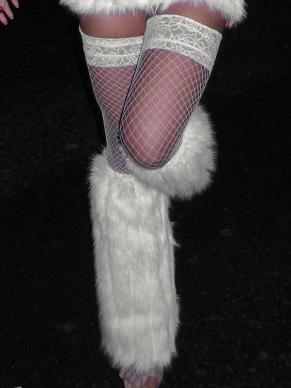 Y2K Faux Fur Straight Leg Warmer -- YKIIY CLOTHING