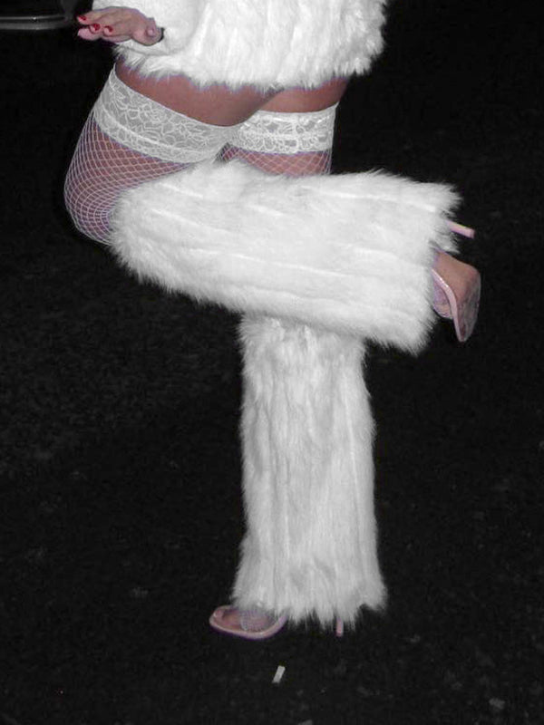 Y2K Faux Fur Straight Leg Warmer -- YKIIY CLOTHING