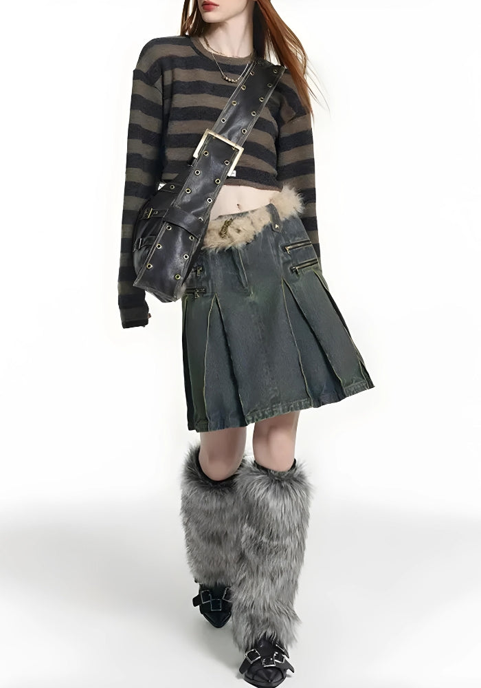 Y2K Grunge Faux Leather Belted Bag -- YKIIY CLOTHING
