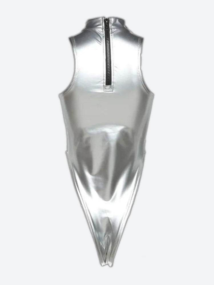 Y2K High Neck Zip-Up Bodysuit -- YKIIY CLOTHING