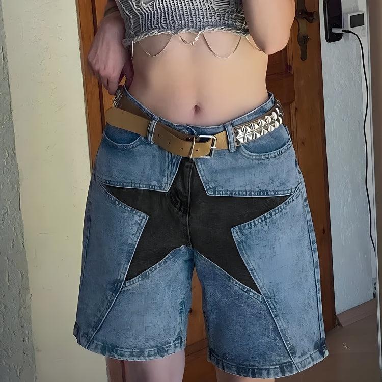 Y2K Star Jean Shorts -- YKIIY CLOTHING