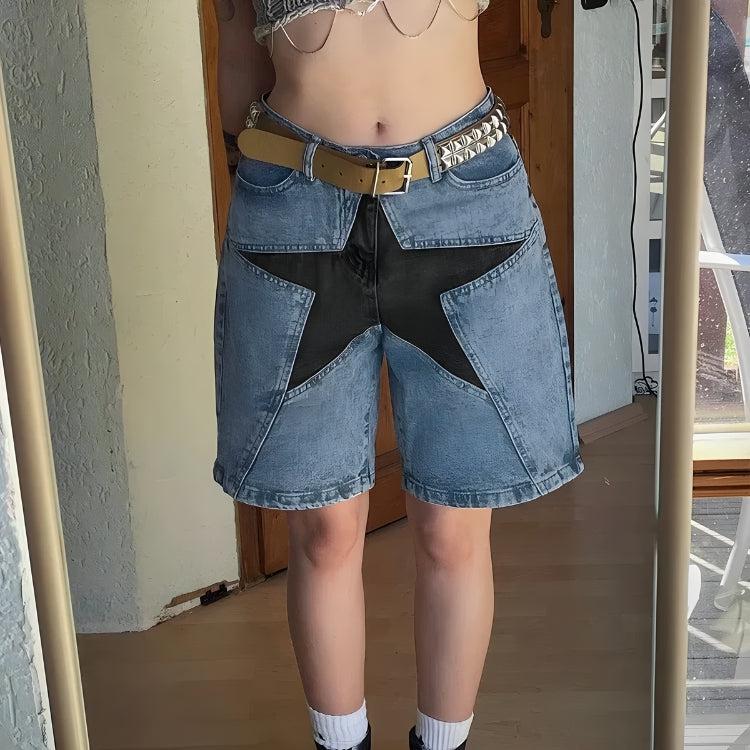 Y2K Star Jean Shorts -- YKIIY CLOTHING