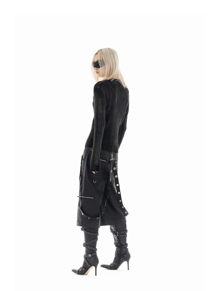 Y2K Star Tall Long Sleeve Corduroy Sweater -- YKIIY CLOTHING