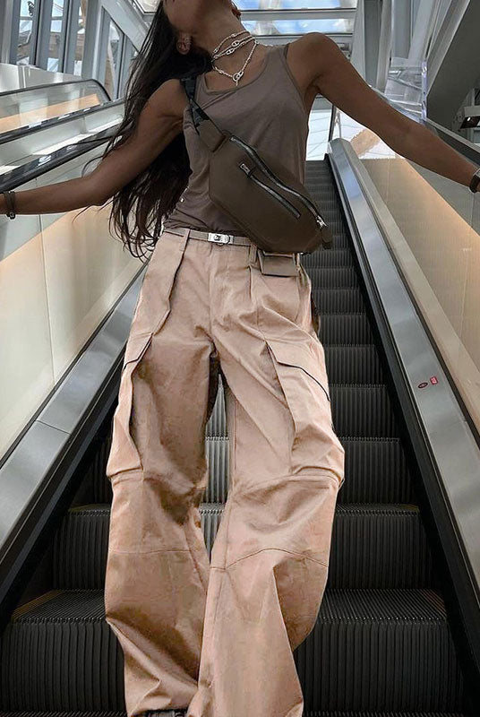 Street Fashion Plain Baggy Cargo Pants