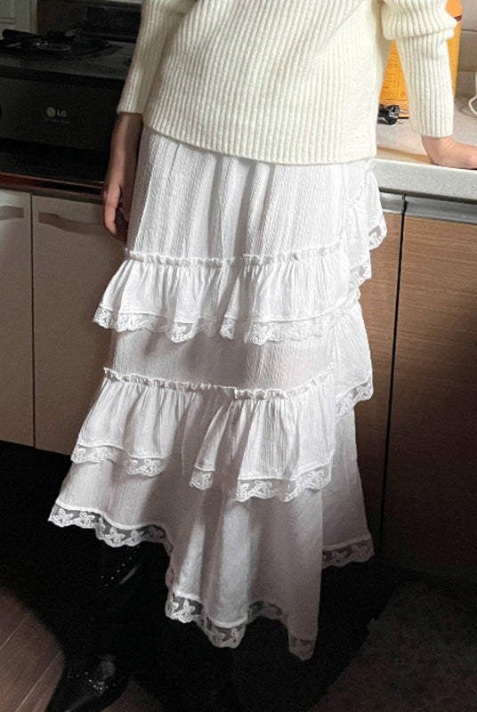 Plain Rushed Elastic Waist Skirt