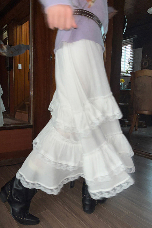 Plain Rushed Elastic Waist Skirt
