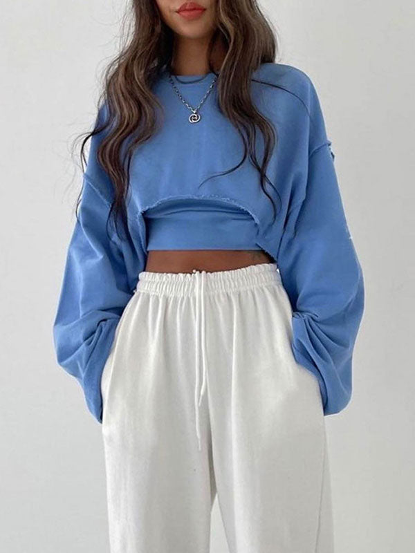 Asymmetric Hem Exposed Navel Two Piece Set