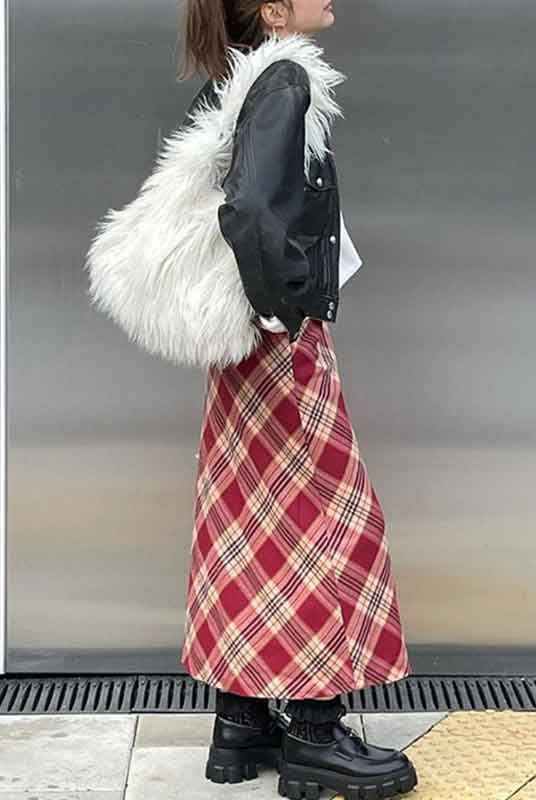 Street Checkered Maxi Skirt