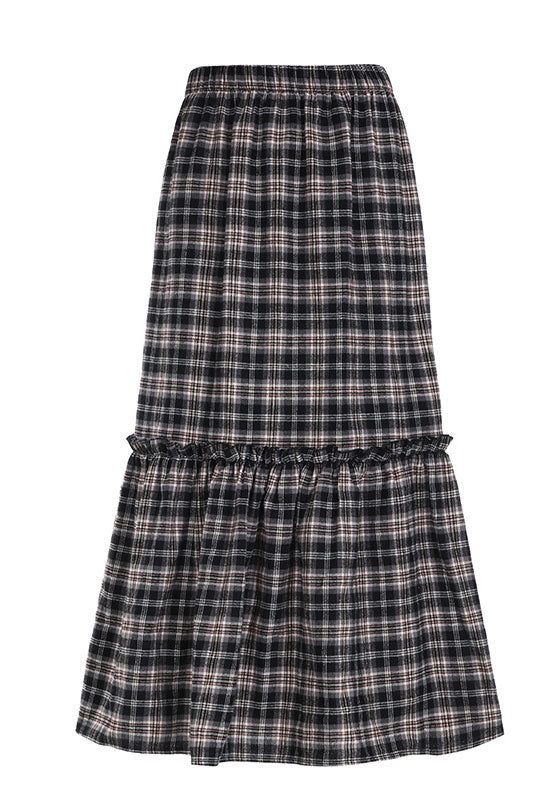 Gingham Elastic Waist Maxi Skirt